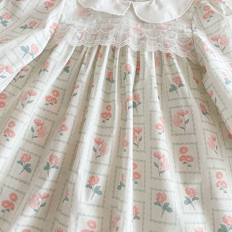 【姉妹服】レース襟花柄ロンパース、ワンピースSK101141