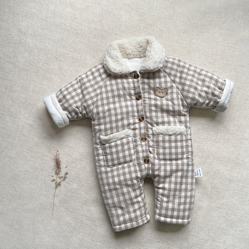 【BABY】冬新作中綿チェックカバーオールSK102204
