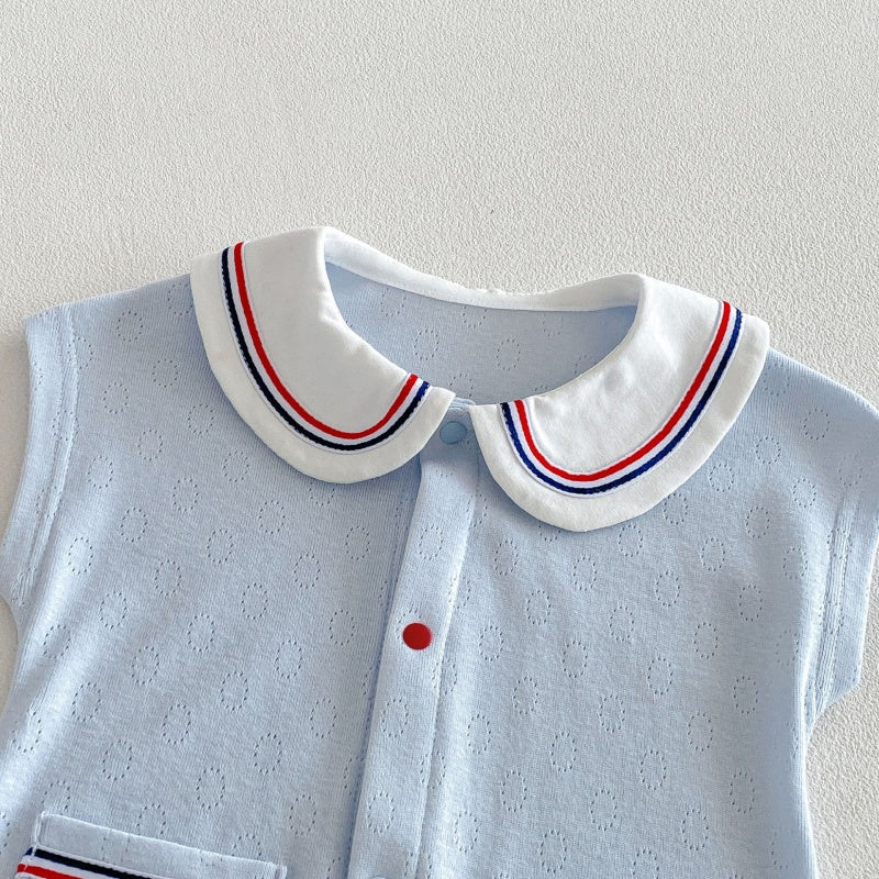 【BABY】夏新作丸襟通気カバーオールSK105611