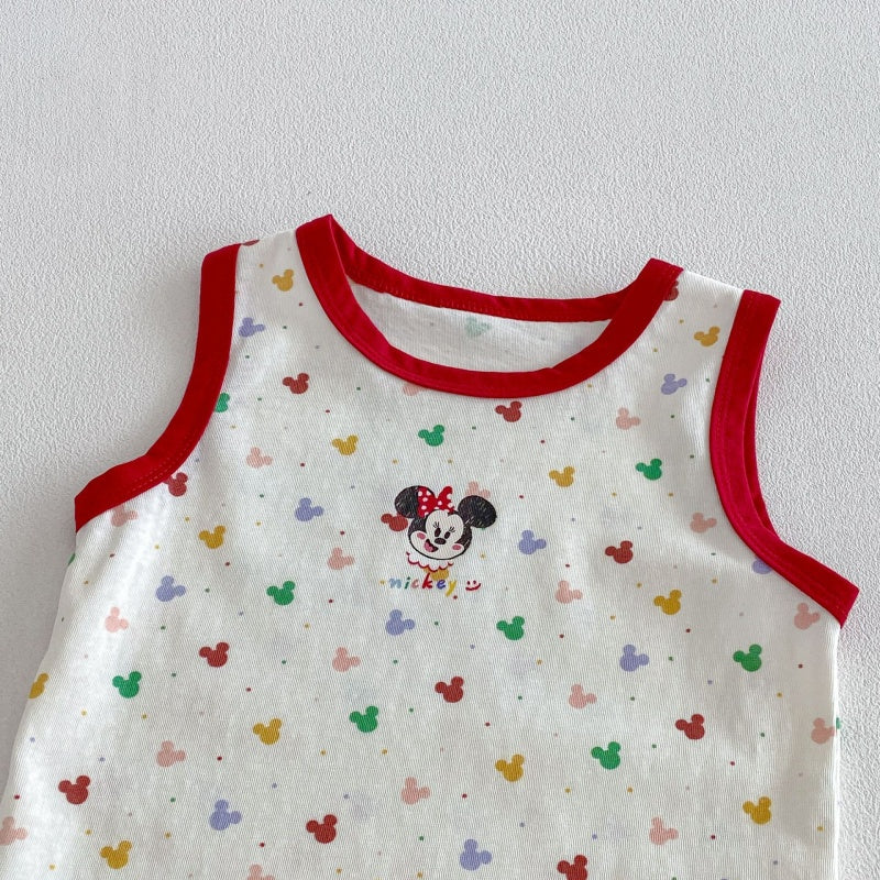 【BABY&KID】夏新作立体カートゥーンサロペットショートパンツ、総柄タンクトップSK105615