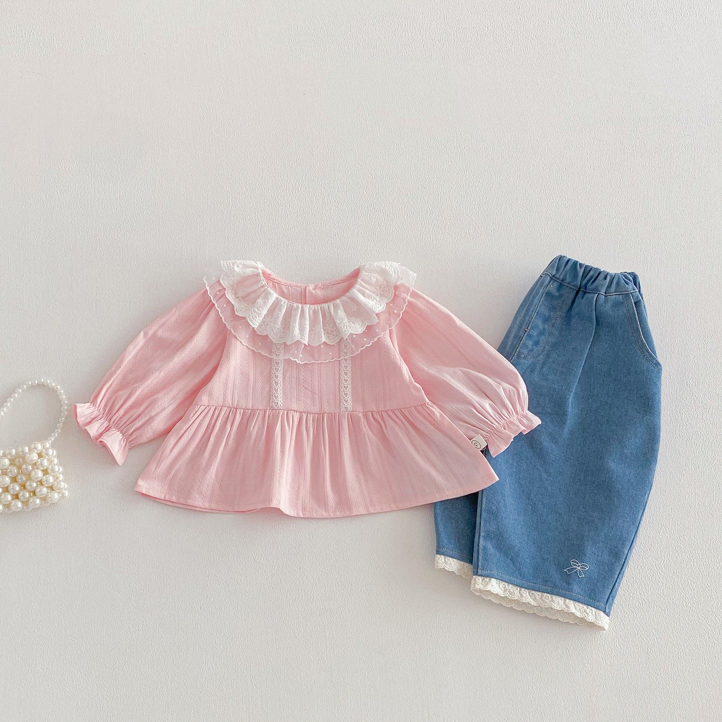 【BABY&KID】かわいいレースフリル襟ブラウスSK103511