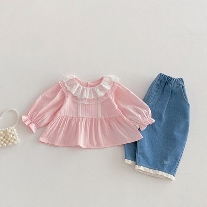 【BABY&KID】かわいいレースフリル襟ブラウスSK103511