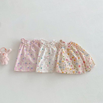 【BABY&KID】蝶結び、うさぎ、花柄プリントシャツSK104116