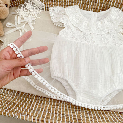 【BABY】夏新作 フラワー刺繍ロンパースSK080101