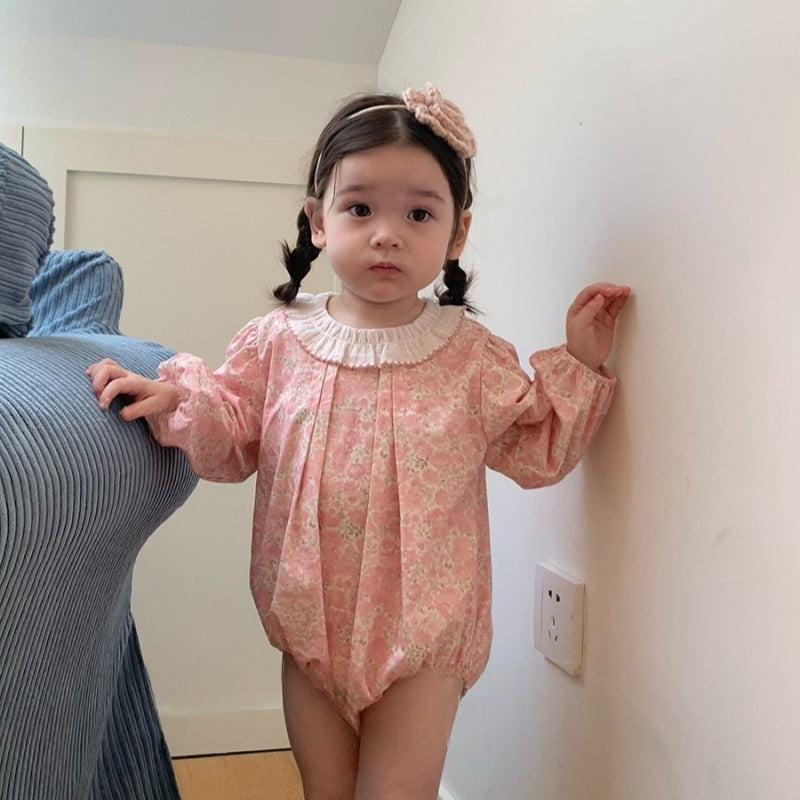 【BABY-予約限定】おしゃれラウンドカラー小花柄ロンパースSK101214