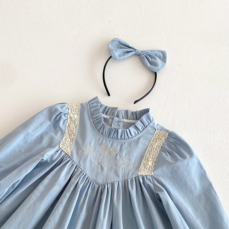 【姉妹服】フリル襟刺繍ロンパース、ワンピースSK101131