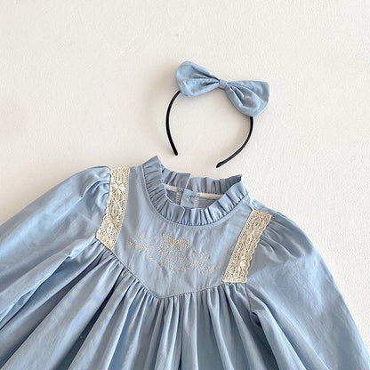 【姉妹服】フリル襟刺繍ロンパース、ワンピースSK101131