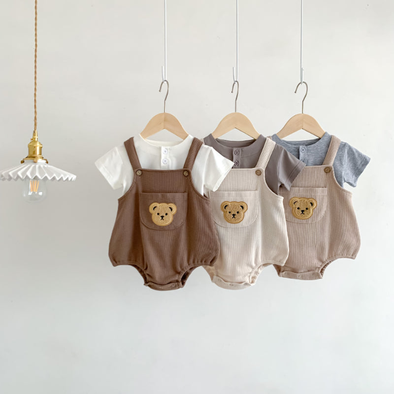 【BABY】夏新作 ワッフルベアロンパース 、半袖トップスSK080302