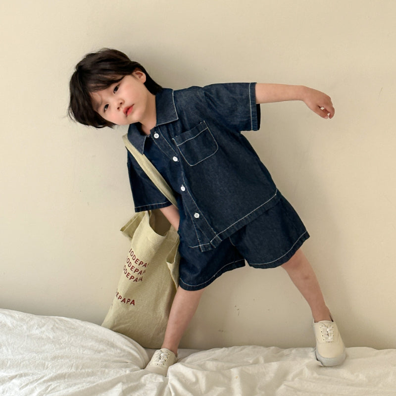 【BABY&KID】夏新作 デニムセットアップ、ワンピースSK063011