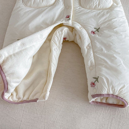 【BABY】冬新作小花柄キルティングニット襟あったかカバーオールSK103103