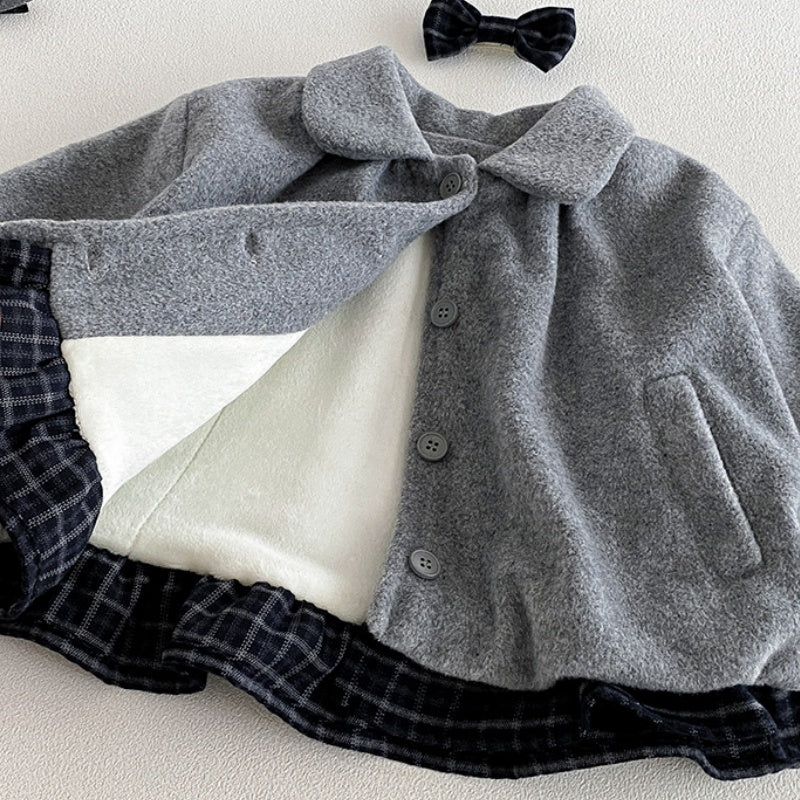 【BABY】冬新作蝶結び裏起毛ジャケット、ブルーデニムパンツSK108310