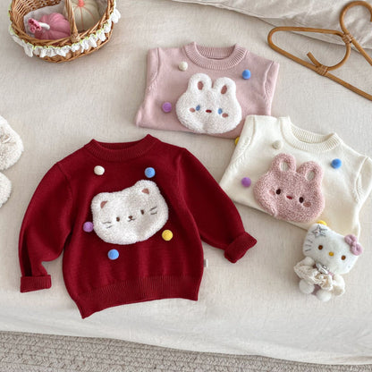 【BABY&KID】冬新作ぽんぽん付きニットセーターSK102534