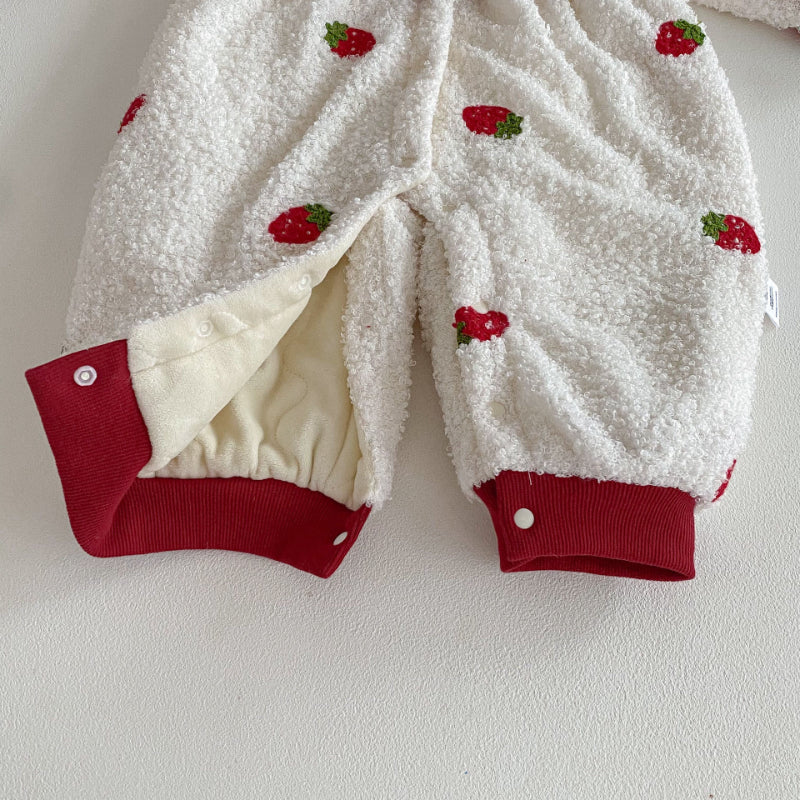 【BABY】冬新作いちご裏起毛カバーオールSK102709