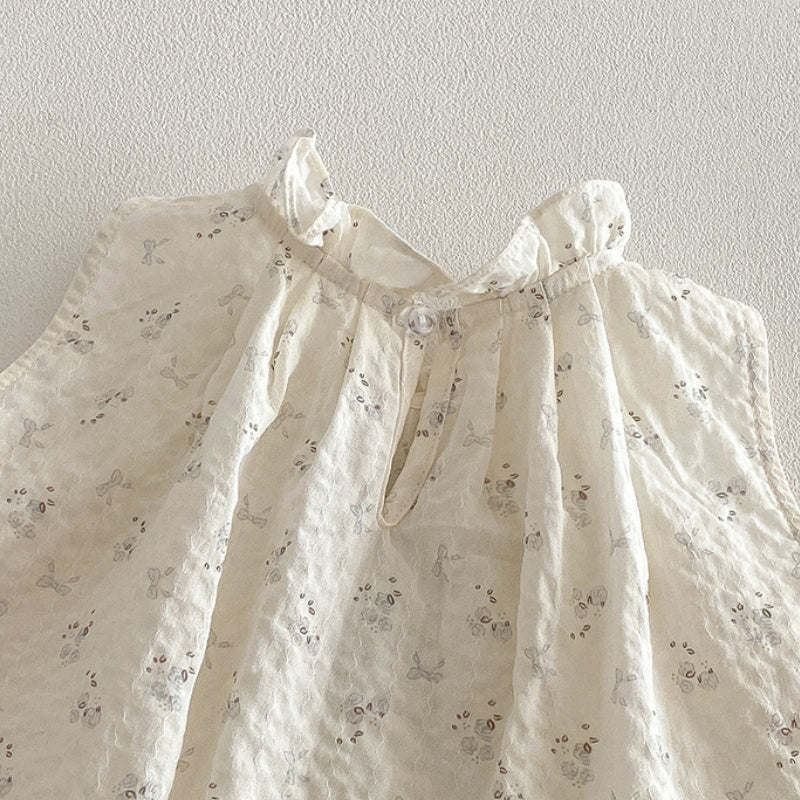 【BABY】夏新作小花柄ノースリーブトップス＆レース裾パンツSK104522