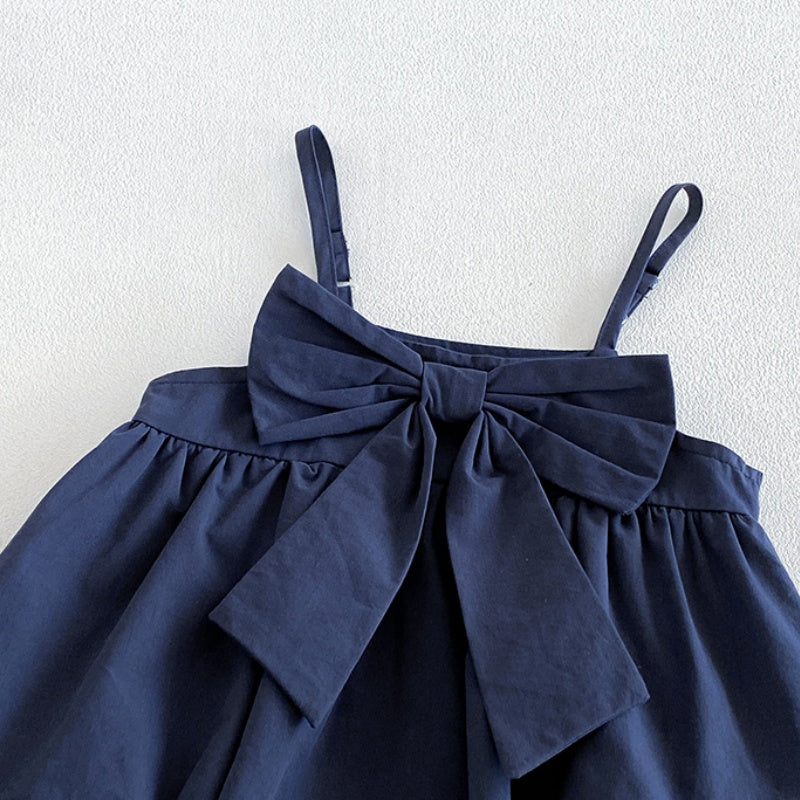 【BABY】蝶結びサロペットロンパース＆刺繍ロゴトップスSK106811