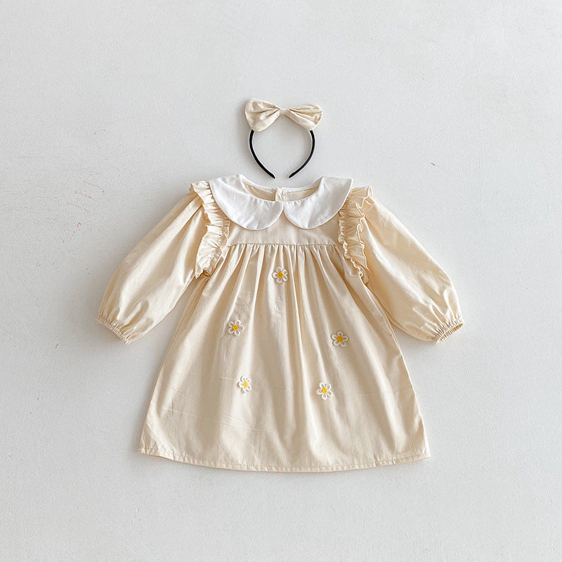 【姉妹服】小花イエローフラワーロンパース、ワンピースSK101115