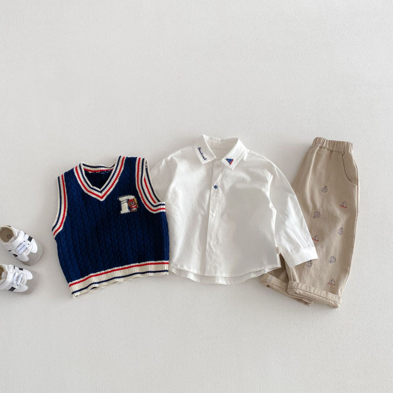 【BABY&KID】くま刺繍ボーダーポロシャツ、マリンカラーアウター、ニットベストSK103717