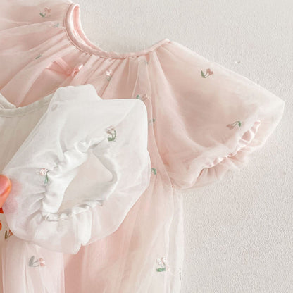 【BABY&KID】夏新作 メッシュ刺繍ワンピースSK070512