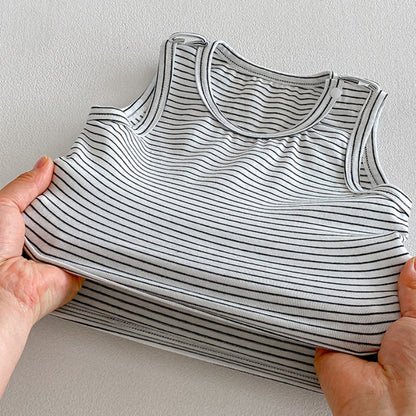 【BABY】夏新作大きめポケット刺繍サロペット＆ボーダータンクトップSK104505