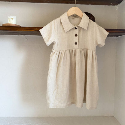 【BABY＆KID】夏新作 ナチュラル亜麻セットアップ、ワンピースSK063016