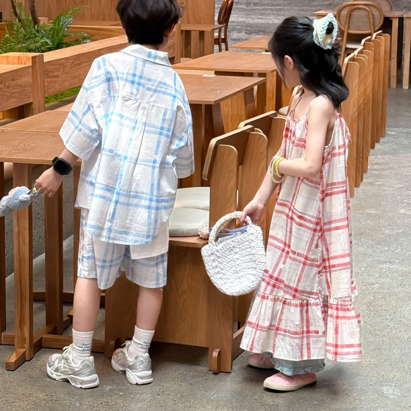 【BABY&KID】夏新作 チェック柄セットアップ、ワンピースSK080519