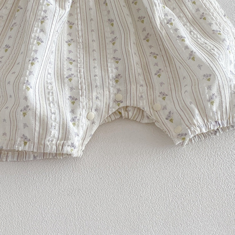 【BABY】夏新作フリルスリーブTシャツ＆小花柄サロペットSK104502