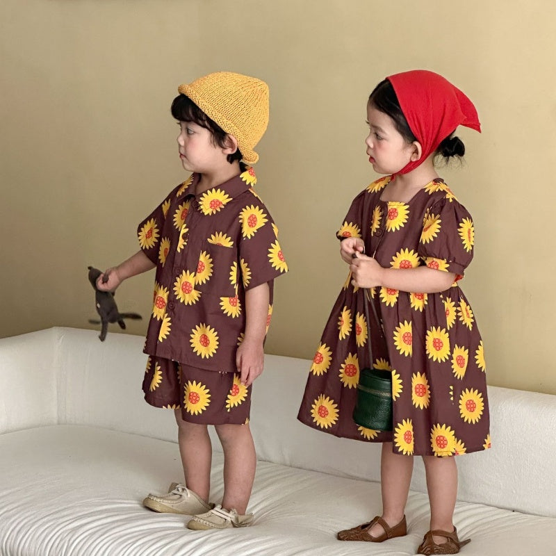 【BABY&KID】夏新作ひまわりセットアップ、ワンピースSK104711