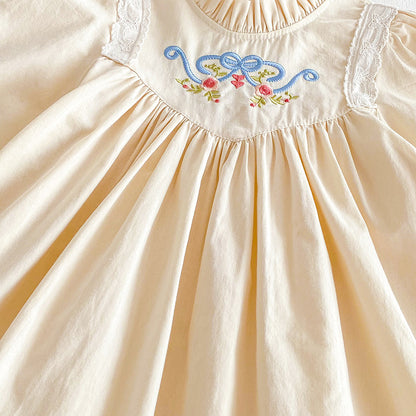 【姉妹服】花刺繍ロンパース、ワンピースSK101130