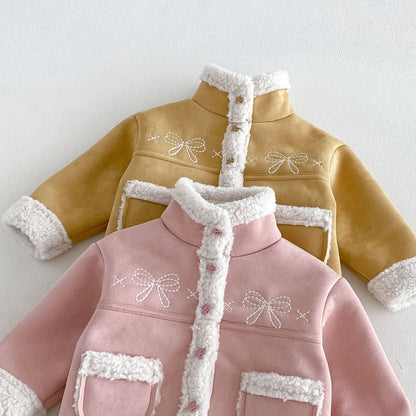 【BABY&KID】冬新作蝶結び裏起毛ジャケット、デニムパンツSK108523
