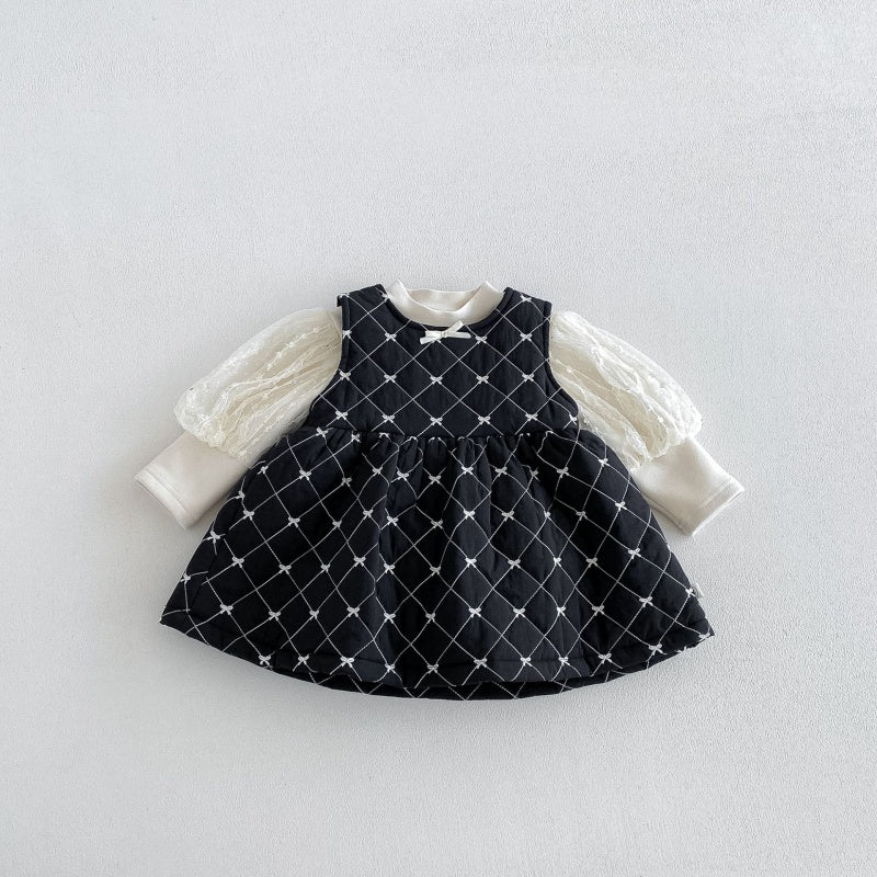 【BABY&KID】蝶結び刺繍ワンピース、パフスリーブトップスSK108113