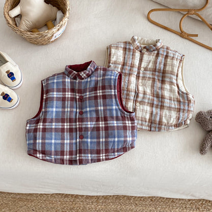 【BABY&KID】冬新作刺繍カートゥーンリバーシブルベストSK102517