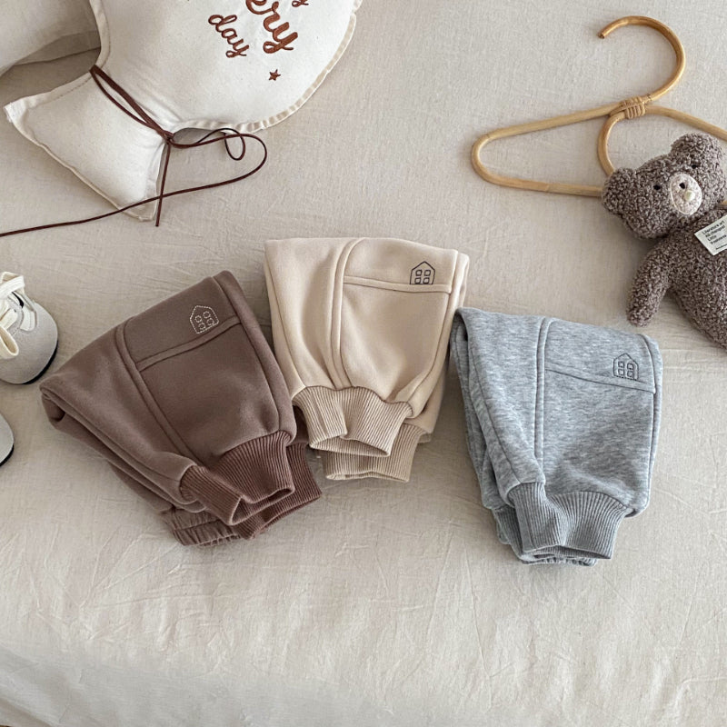 【BABY&KID】冬新作おうち刺繍裏起毛パンツSK102525