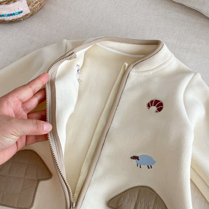 【BABY】冬新作おうち刺繍カバーオールSK102504