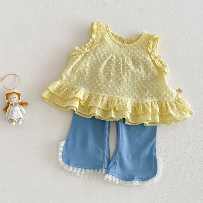 【BABY&KID】夏新作 無地ジャカードブラウス、デニムパンツSK105217