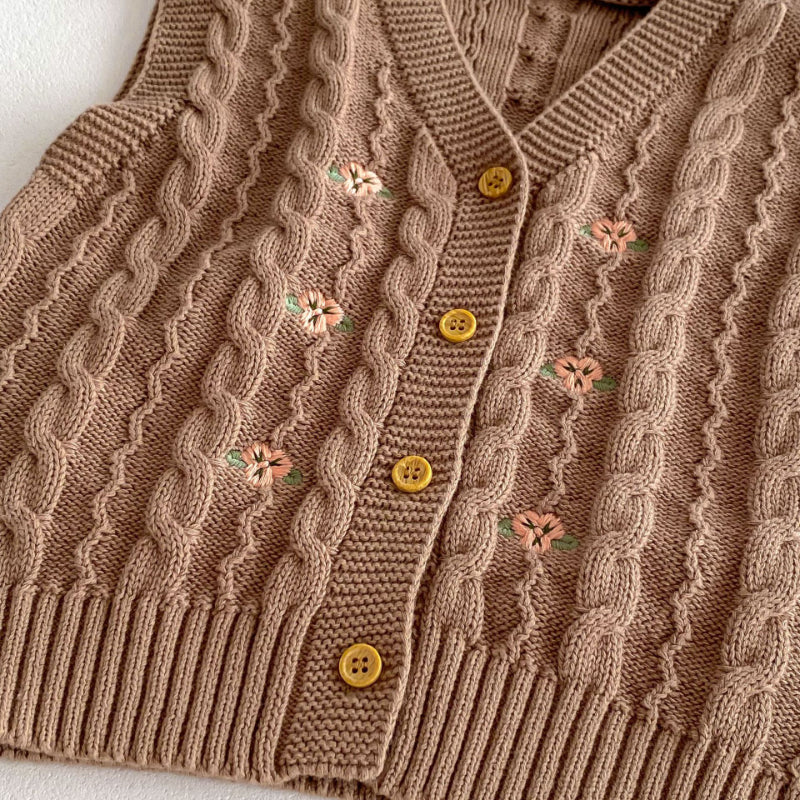【BABY&KID】レトロ刺繍ニットベストSK092912