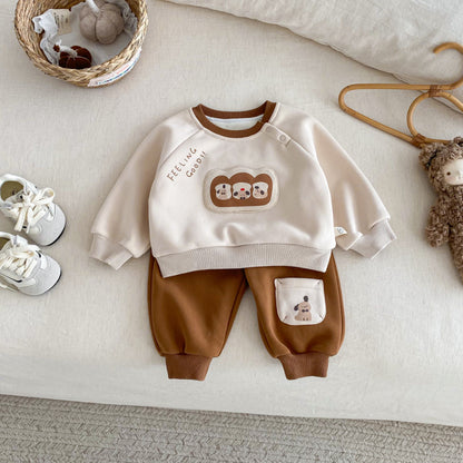 【BABY&KID】冬新作 カートゥーン裏起毛セットアップSK102015