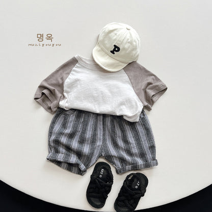 【BABY&KID】夏新作 ラグラン切り替えTシャツSK080814