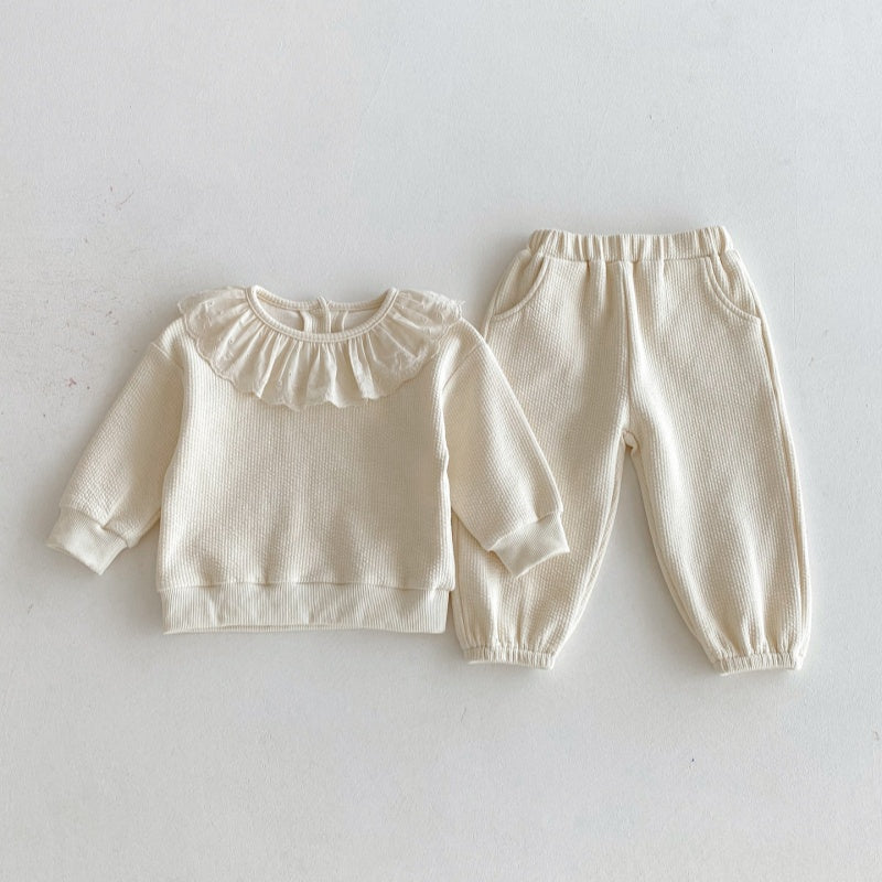 【BABY&KID】無地レース襟セットアップSK092716