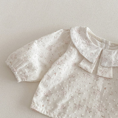 【BABY】ダブルガーゼサロペットロンパース＆小花柄シャツSK104204