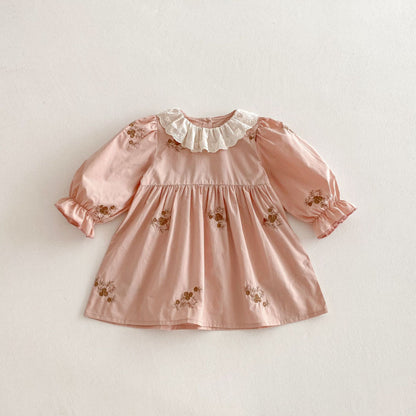 【BABY&KID】レース襟花柄刺繍ワンピースSK011013