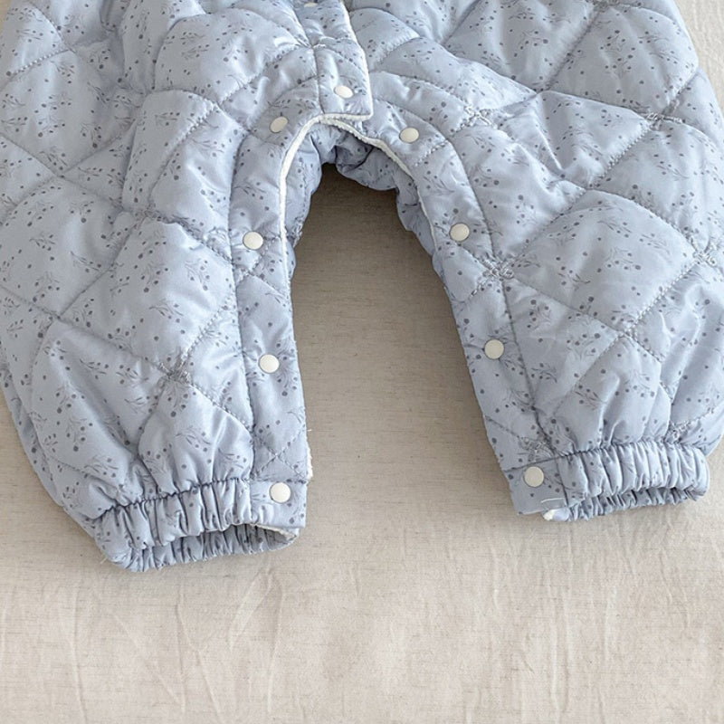 【BABY】冬新作小花柄蝶結び裏起毛カバーオールSK102704