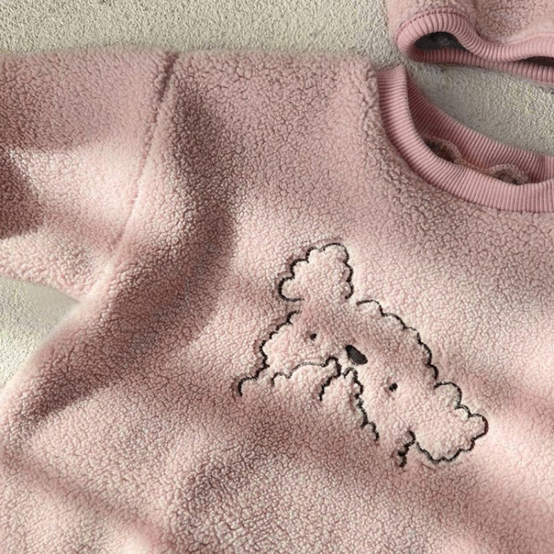【BABY】ひつじ刺繍ボアロンパース&帽子SK101520