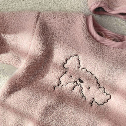 【BABY】ひつじ刺繍ボアロンパース&帽子SK101520