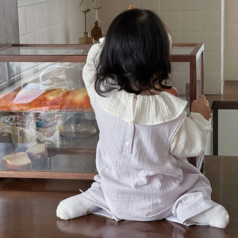 【BABY】やわらかギャザーサロペット、フリル襟ブラウスSK104305