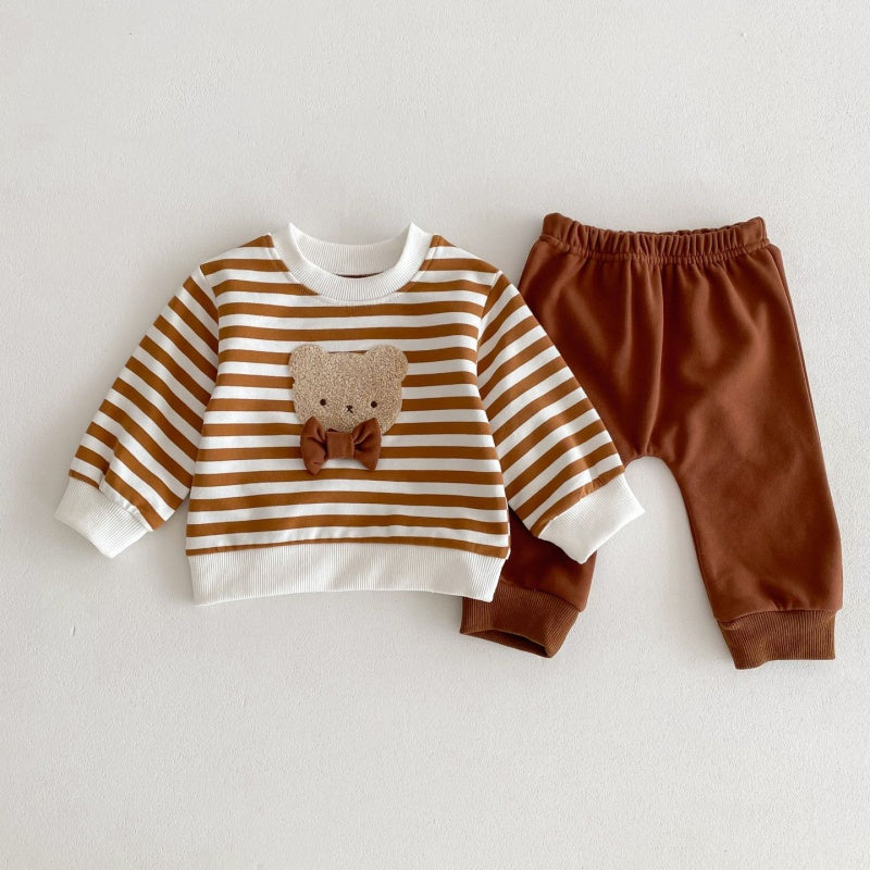 【BABY&KID】クマ柄ボーダー、ドットセットアップSK032203