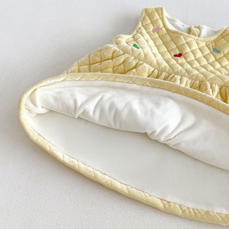 【BABY&KID】ベルベットハート刺繍ワンピース、フリル襟ニットSK108111