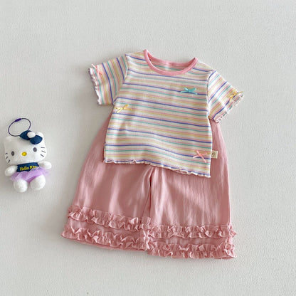 【BABY&KID】夏新作 配色ボーダーTシャツSK105101