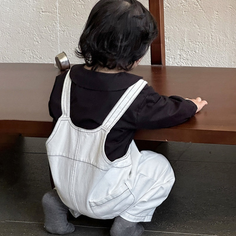 【BABY】ホワイトサロペット、ブラックシャツSK107009