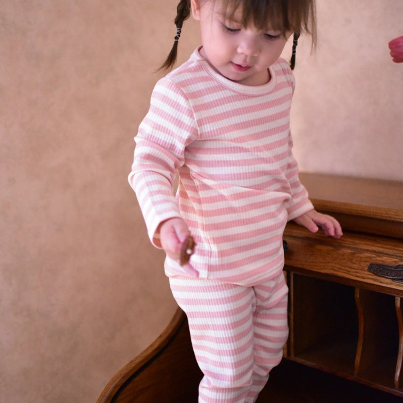 【BABY&KID】北欧風長袖ボーダーセットアップSK101330
