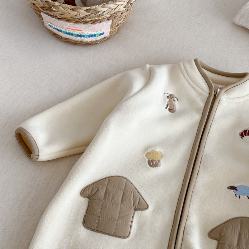 【BABY】冬新作おうち刺繍カバーオールSK102504